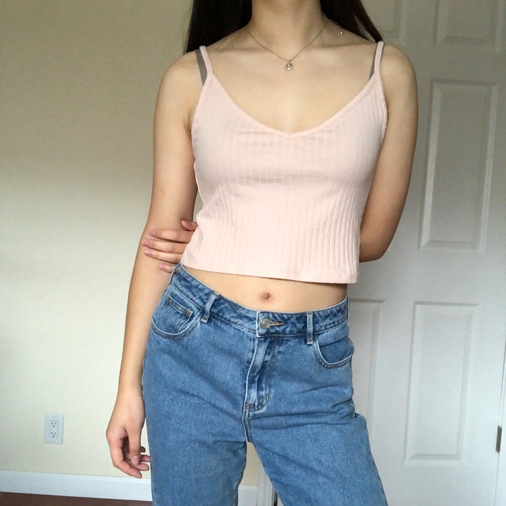 H&M Ribbed Crop Top Pink